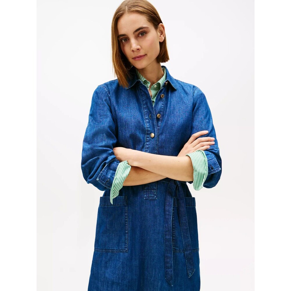 Tommy Hilfiger Denim Shirt Dress Belted Long Sleeve Medium NWT $119